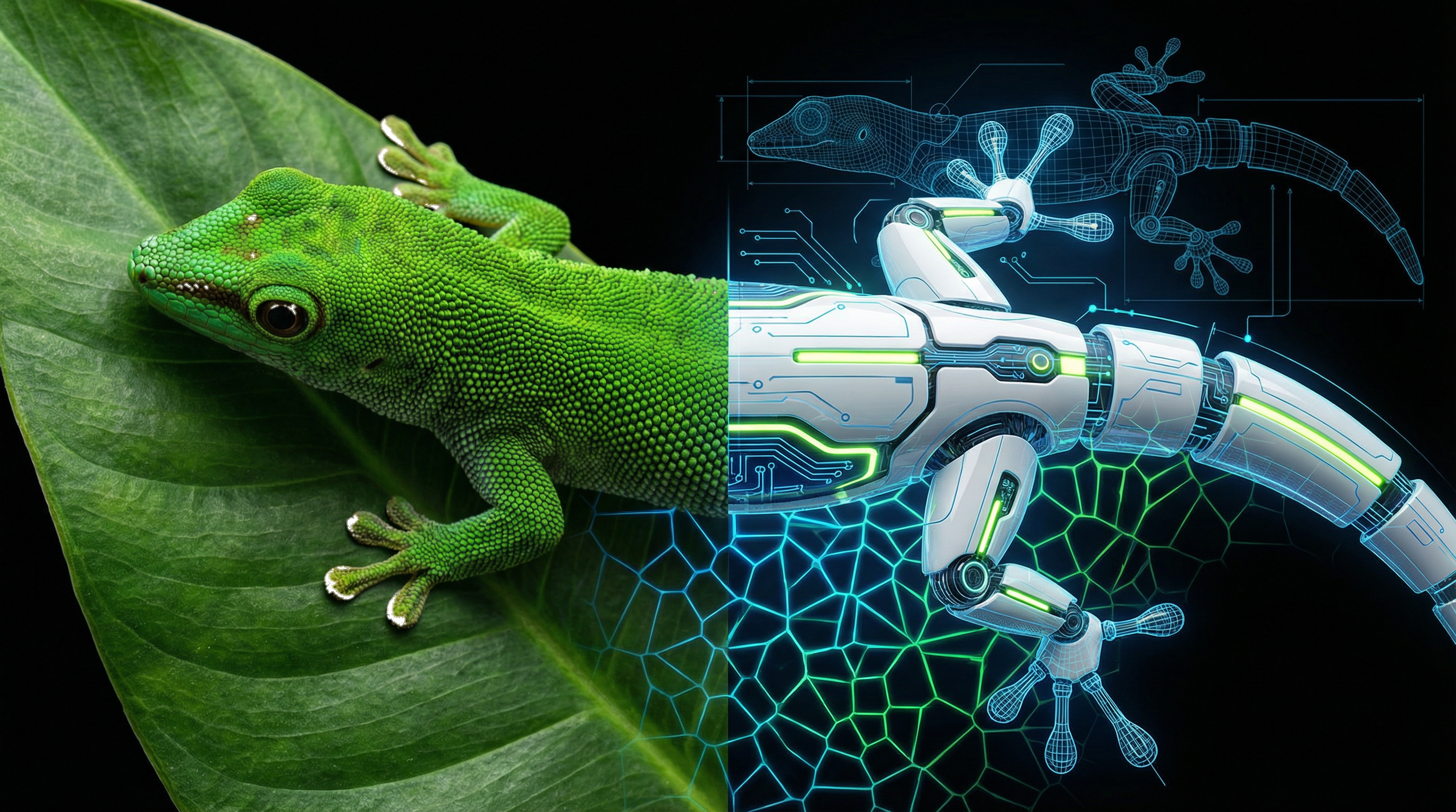 Gecko morphing into robot
