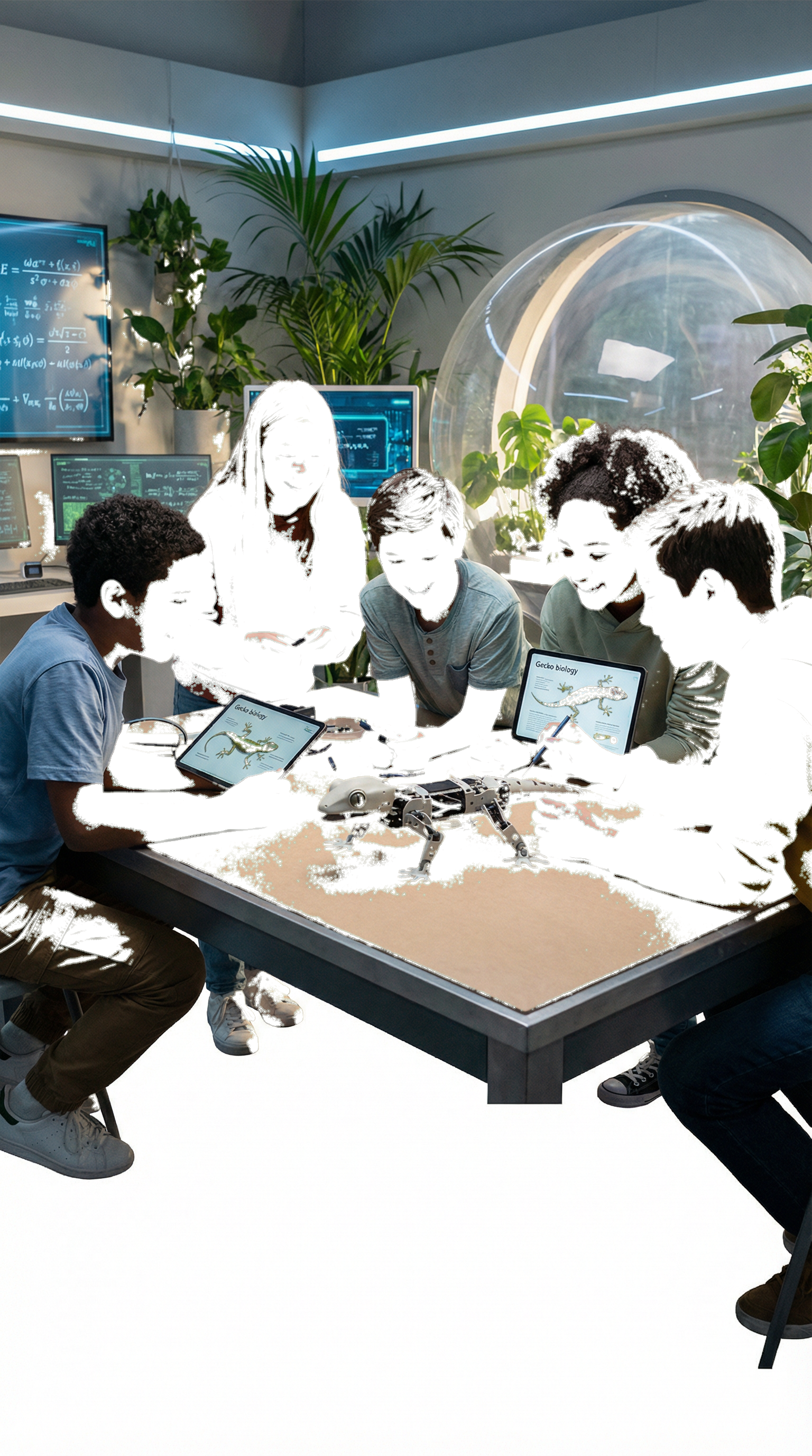 Kids learning with robot